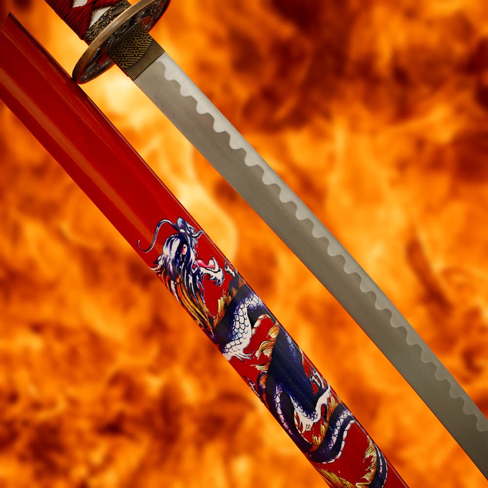 Katana du roi dragon rose, Katana en bois, épée de samouraï
